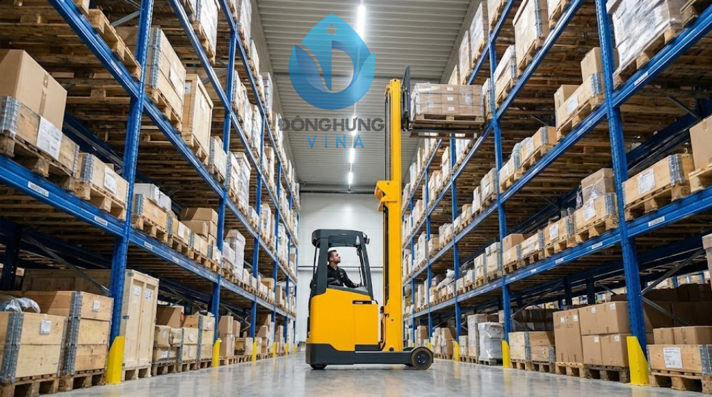 Hệ thống Kệ Selective cho phép xe nâng tiếp cận trực tiếp từng pallet