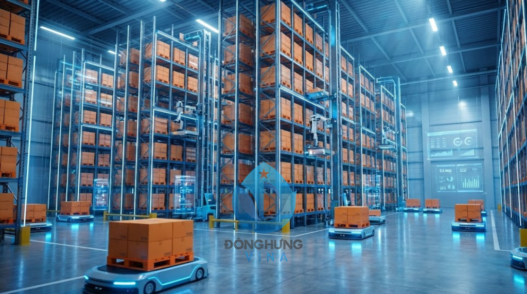 Mô hình kho thông minh Smart Warehouse với robot tự hành AGV