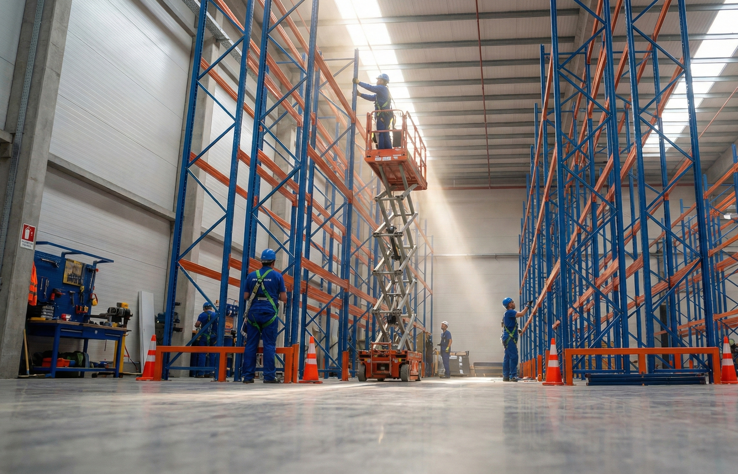 Đội ngũ kỹ thuật Đông Hưng Vina đang thi công lắp đặt hệ thống kệ kho hàng công nghiệp