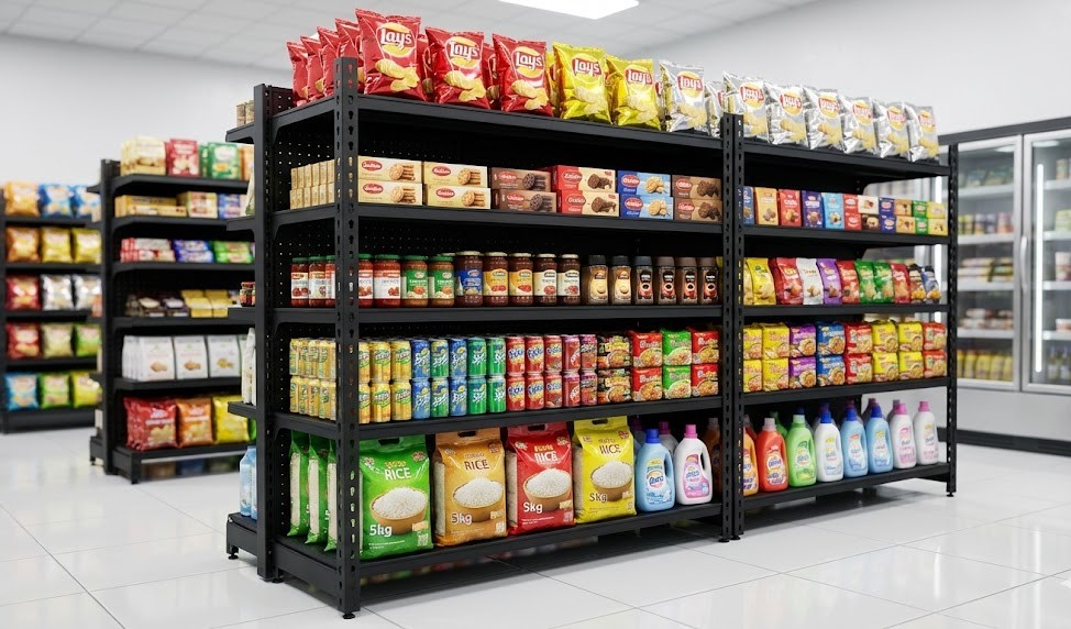 Hình ảnh thực tế kệ V gài rộng 50cm 5 tầng lắp đặt tại kho