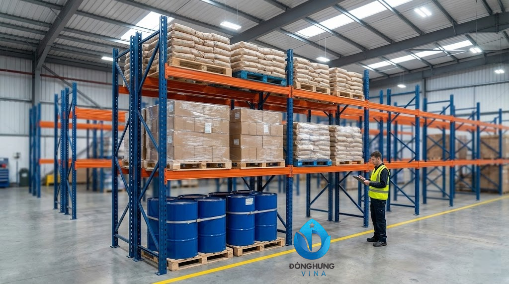 Hình ảnh thực tế kệ hạng nặng Selective 2 tầng beam dài 2.7m