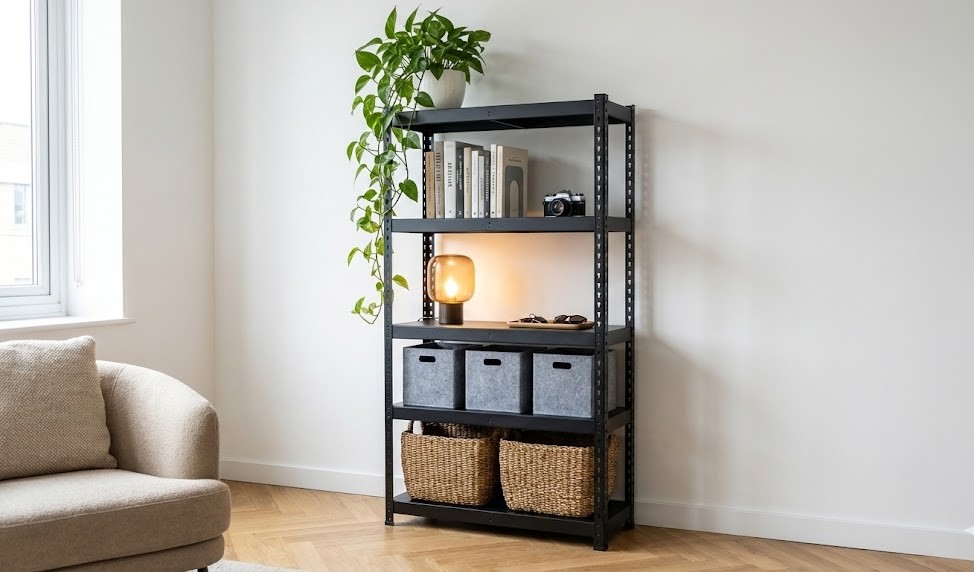 Hình ảnh thực tế kệ V gài 5 tầng rộng 30cm siêu gọn